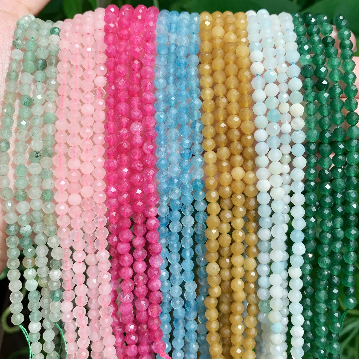 Natural Blue Sapphire Round Faceted Loose Spacer Tiny Beads DIY Bracelet Earring Charms for Jewelry Making 15inch  2/3/4mm