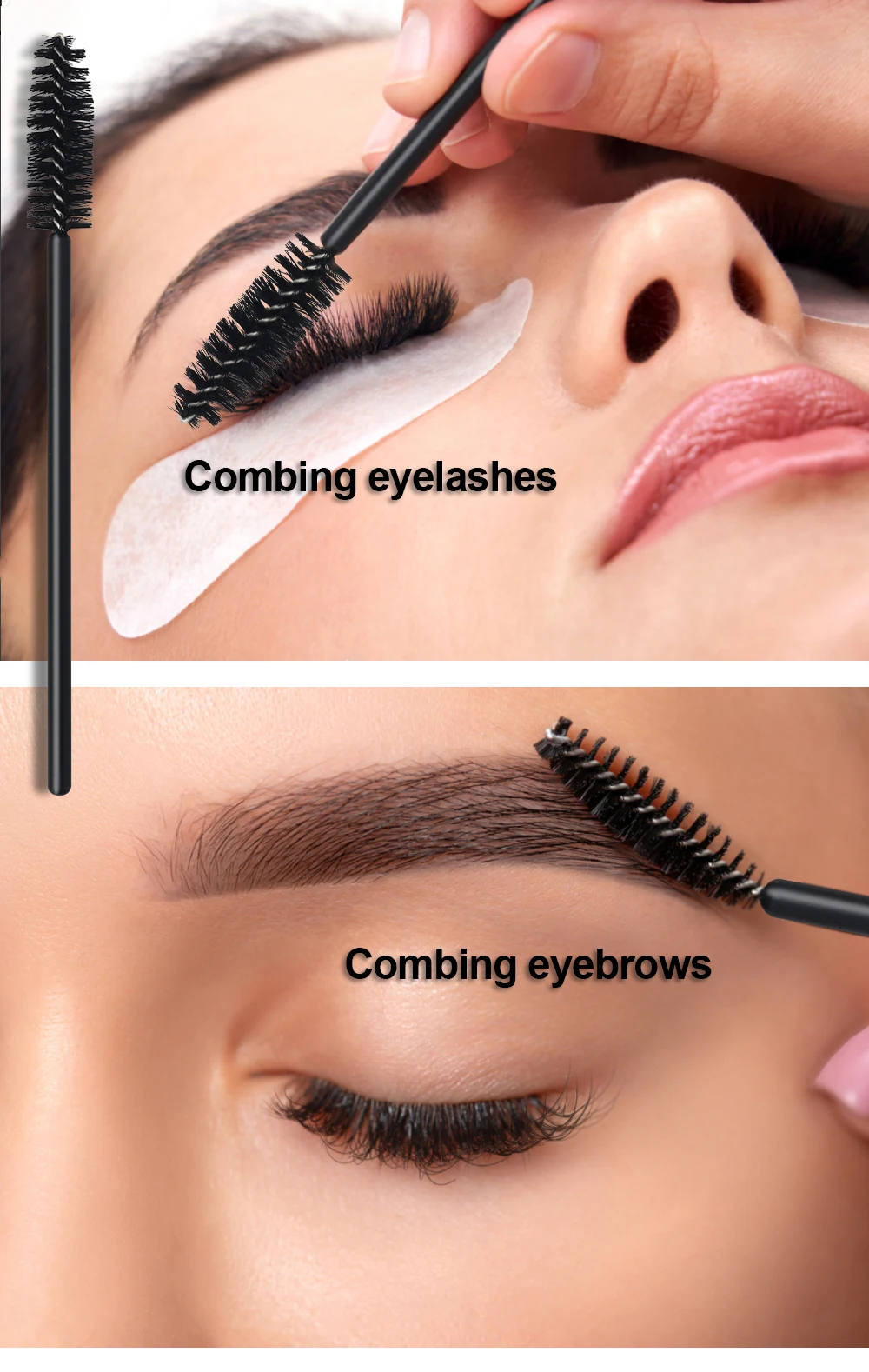 ANNAFRIS 50Pcs Eyelash Brush Soft Head Spiral Crystal Eyebrow Brush Lash Extension Brush Mascara Wand Makeup Tool