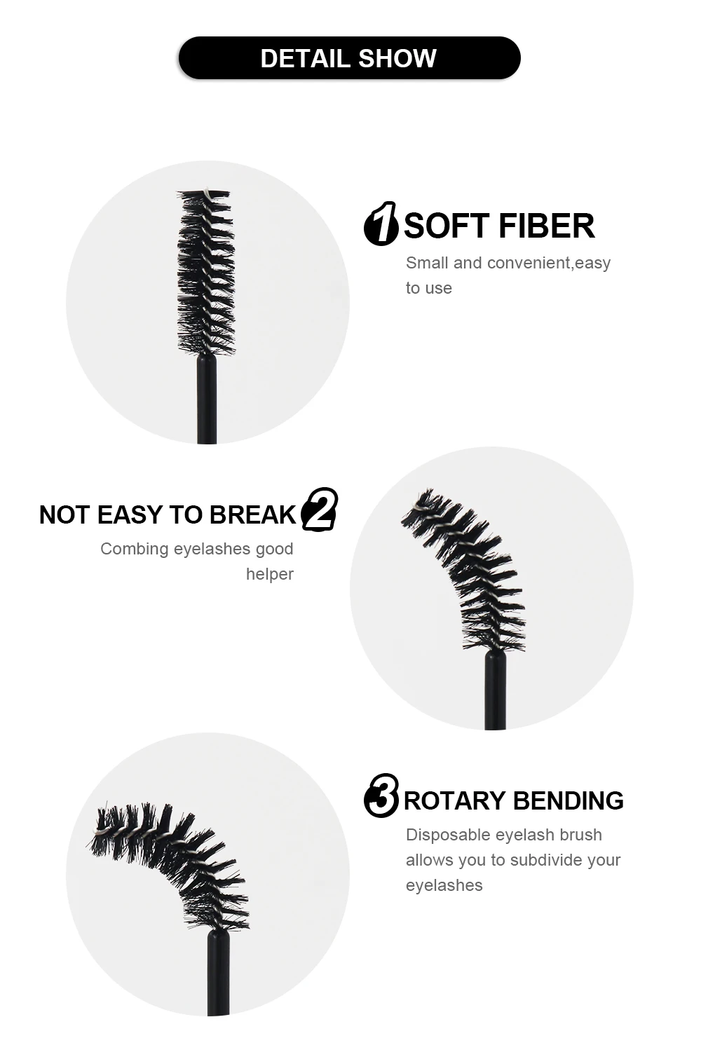 ANNAFRIS 50Pcs Eyelash Brush Soft Head Spiral Crystal Eyebrow Brush Lash Extension Brush Mascara Wand Makeup Tool