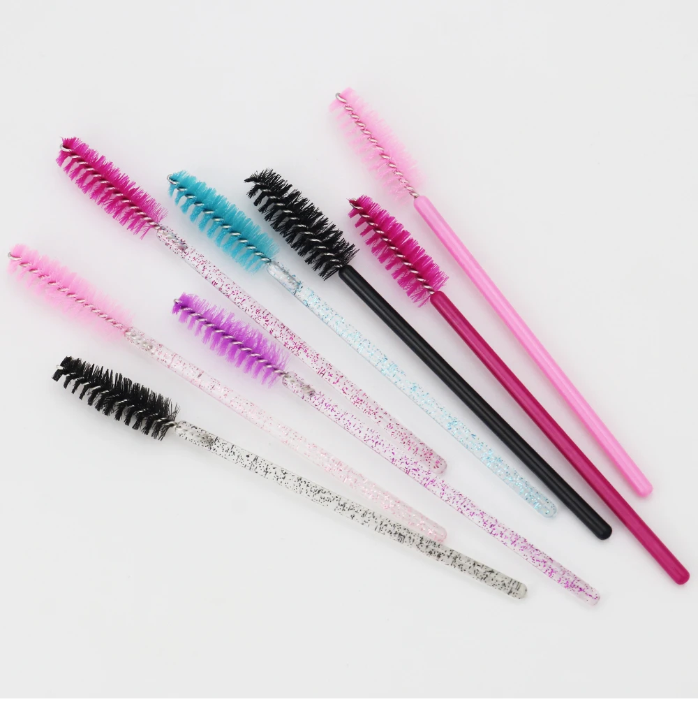 ANNAFRIS 50Pcs Eyelash Brush Soft Head Spiral Crystal Eyebrow Brush Lash Extension Brush Mascara Wand Makeup Tool