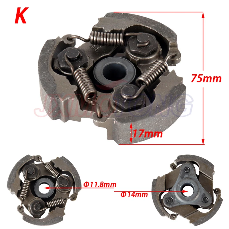 2 Stroke 47cc 49cc Aluminum or Iron Minimoto Centrifugal Clutch Alloy Mini Moto Dirt Bike Atv Quad 2 Shoe Spring 3 Shoe Spring