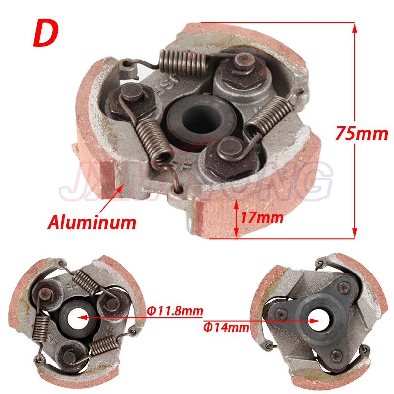 2 Stroke 47cc 49cc Aluminum or Iron Minimoto Centrifugal Clutch Alloy Mini Moto Dirt Bike Atv Quad 2 Shoe Spring 3 Shoe Spring