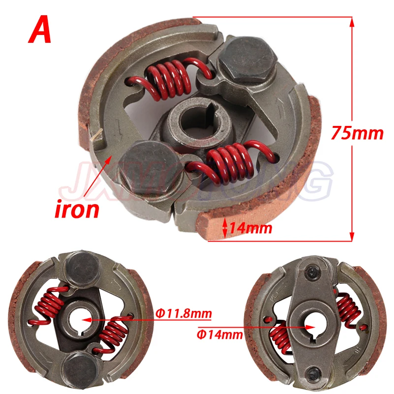 2 Stroke 47cc 49cc Aluminum or Iron Minimoto Centrifugal Clutch Alloy Mini Moto Dirt Bike Atv Quad 2 Shoe Spring 3 Shoe Spring