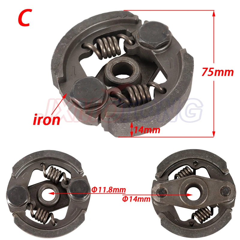 2 Stroke 47cc 49cc Aluminum or Iron Minimoto Centrifugal Clutch Alloy Mini Moto Dirt Bike Atv Quad 2 Shoe Spring 3 Shoe Spring
