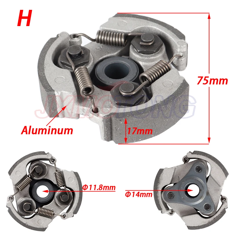 2 Stroke 47cc 49cc Aluminum or Iron Minimoto Centrifugal Clutch Alloy Mini Moto Dirt Bike Atv Quad 2 Shoe Spring 3 Shoe Spring