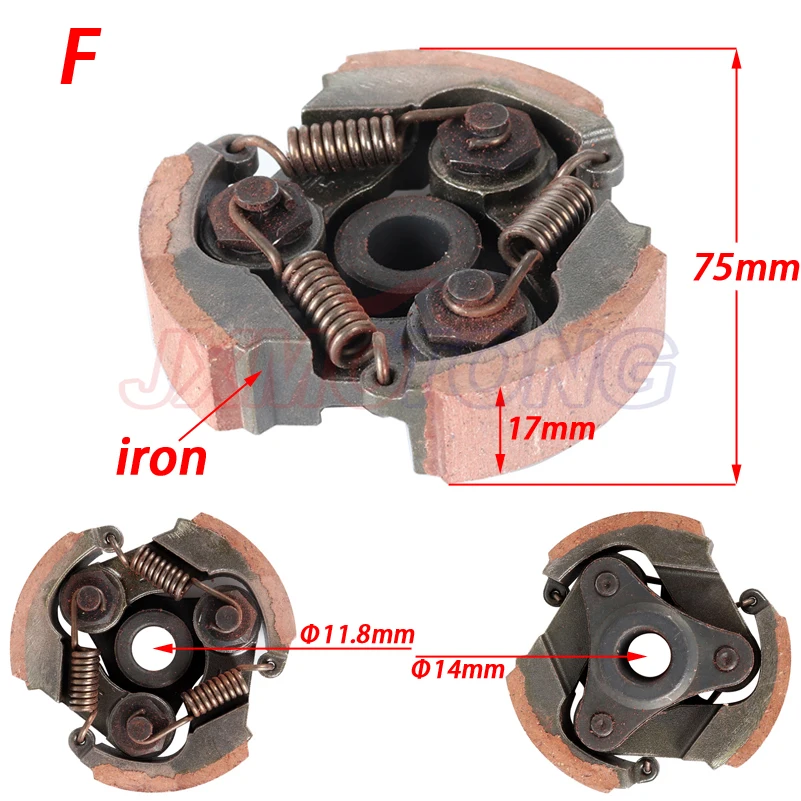 2 Stroke 47cc 49cc Aluminum or Iron Minimoto Centrifugal Clutch Alloy Mini Moto Dirt Bike Atv Quad 2 Shoe Spring 3 Shoe Spring