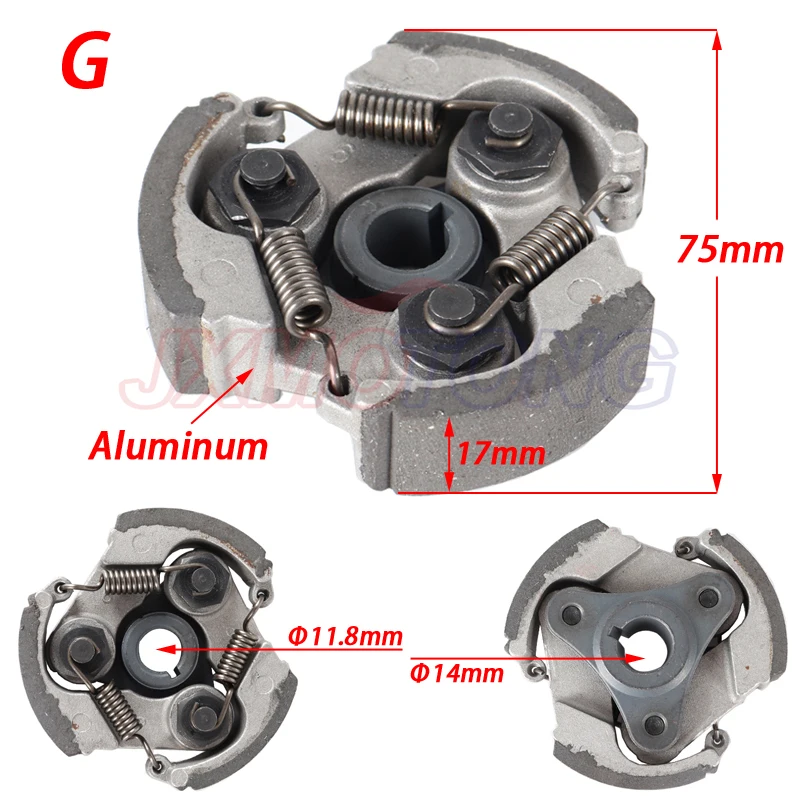 2 Stroke 47cc 49cc Aluminum or Iron Minimoto Centrifugal Clutch Alloy Mini Moto Dirt Bike Atv Quad 2 Shoe Spring 3 Shoe Spring