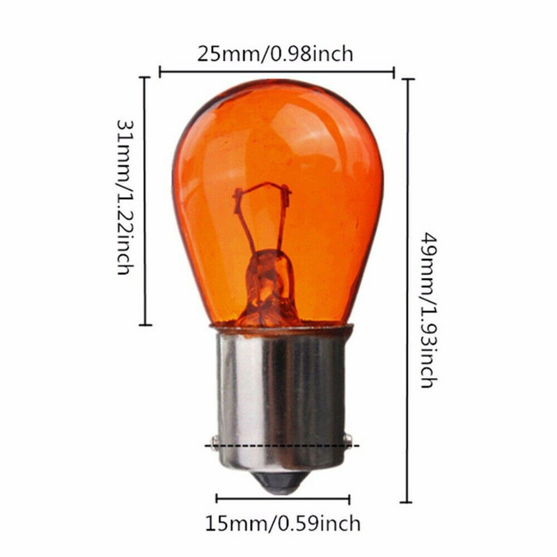 2pcs P21W 1156 BA15S 581 Amber Car Auto Scooter Indicator Break Parking Turn Light Bulb Lamp 21W DC12V Halogen Lamp Bulbs