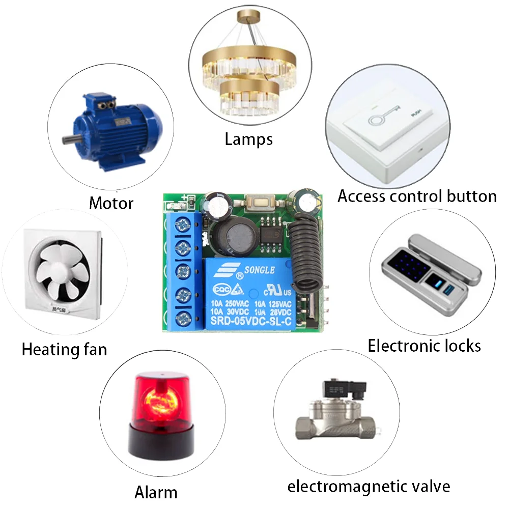 433Mhz RF Remote Control Wireless Switch DC 5V 12V 24V 1CH RF Relay Receiver and 2CH Transmitter For Door Electromagnetic Lock