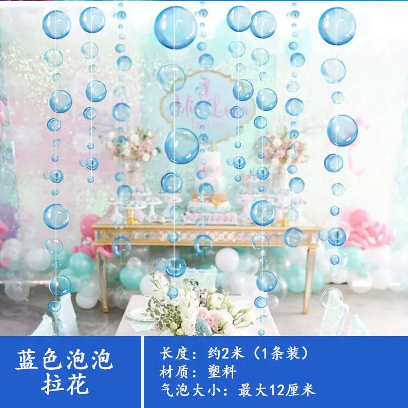 2m Ocean Theme Bubble Garlands Mermaid Birthday Banner Under The Sea Happy Birthday Party Decor Kids Girls Babyshower Supplies