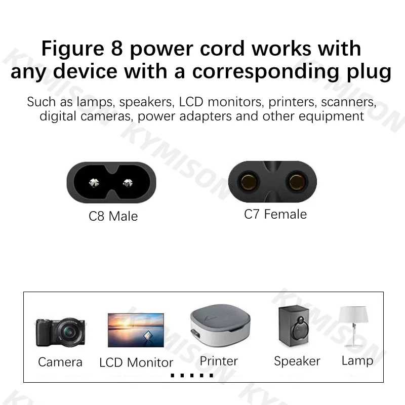 EU Euporean 2 Prong Plug to IEC320 C7 Figure 8 Angle Adapter Power Extension Cable Cord for Samsung Philips Sony LED TV