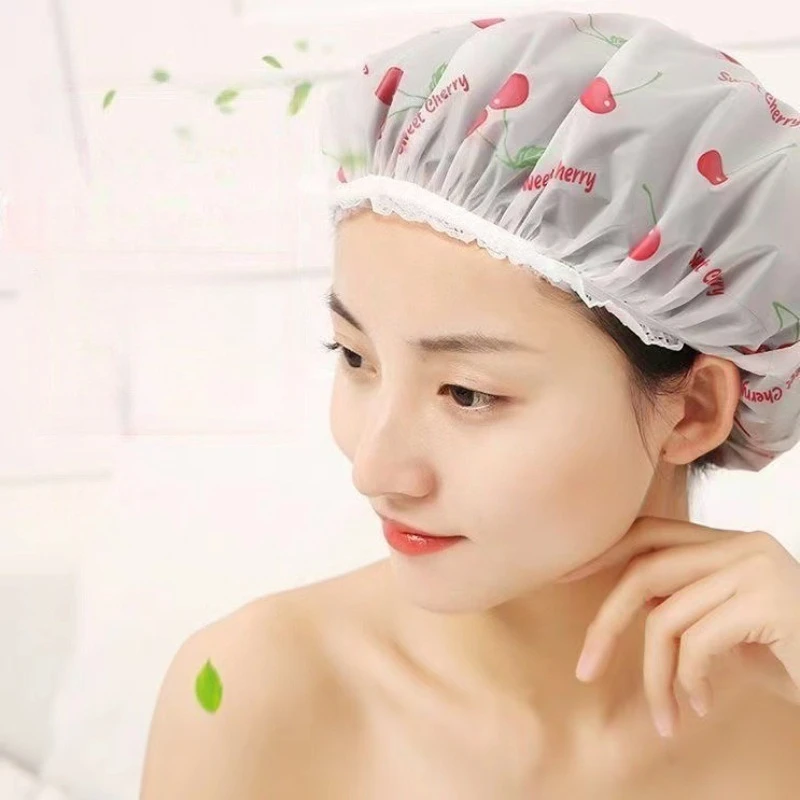 5pcs Waterproof Shower Cap WOMEN'S Household Bathing Anti-oil Smoke Hair Care Shower Cap Dry Hair Cap