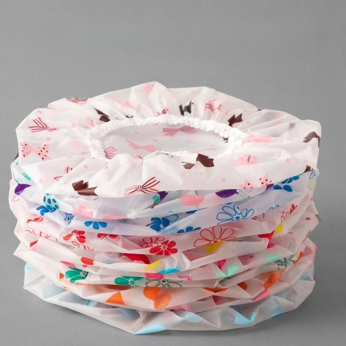 5pcs Waterproof Shower Cap WOMEN'S Household Bathing Anti-oil Smoke Hair Care Shower Cap Dry Hair Cap
