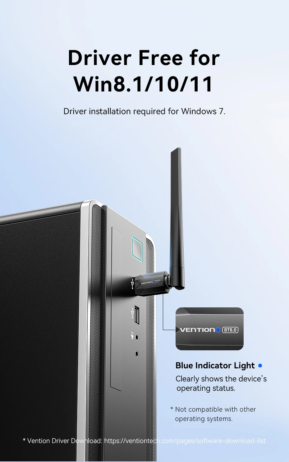 Vention USB Bluetooth 6.0 Adapter Wireless USB Dongle Receiver Bluetooth 5.4 For Mouse Keyboard Music Audio Transmitter PC Lapto