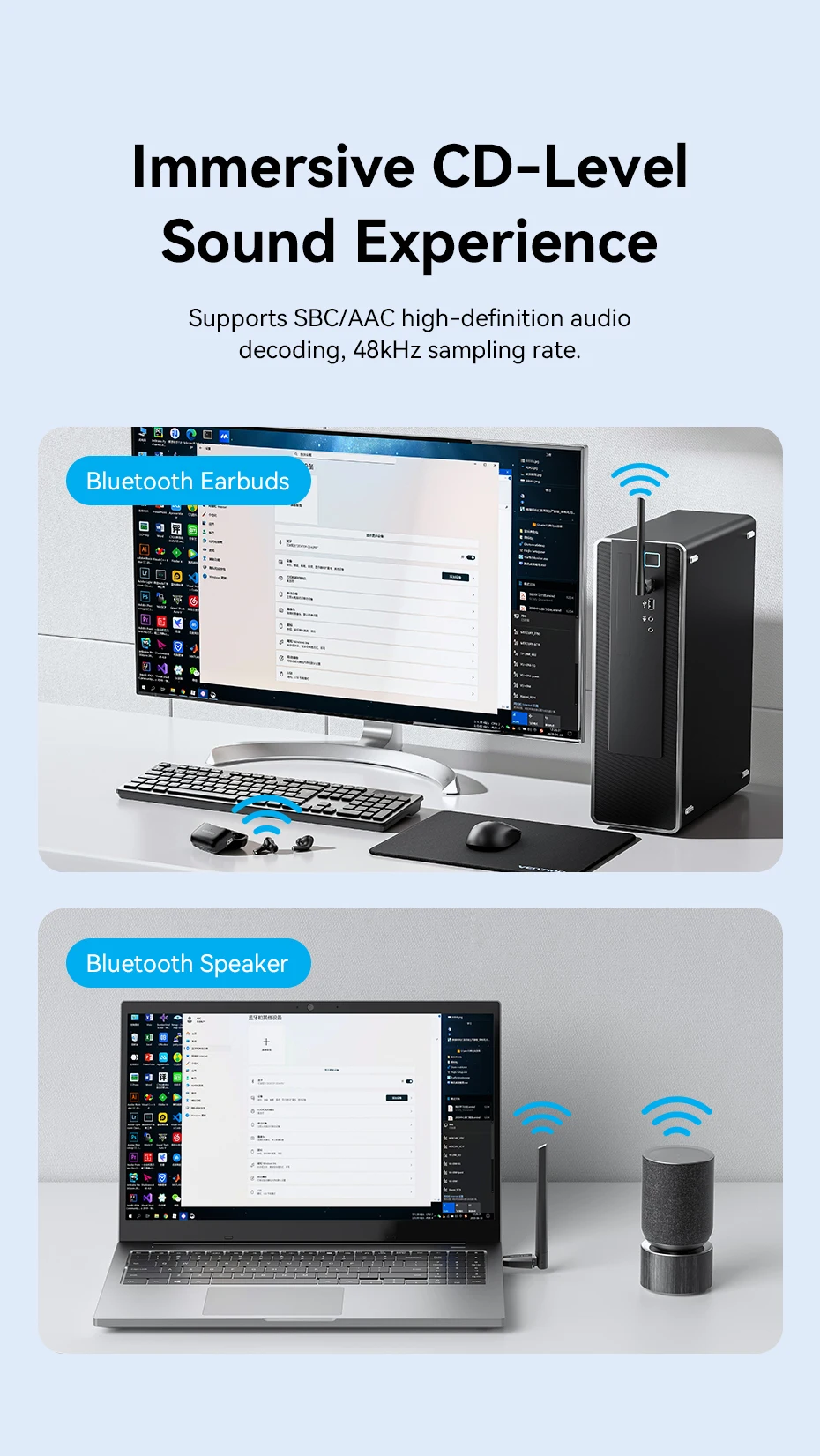 Vention USB Bluetooth 6.0 Adapter Wireless USB Dongle Receiver Bluetooth 5.4 For Mouse Keyboard Music Audio Transmitter PC Lapto