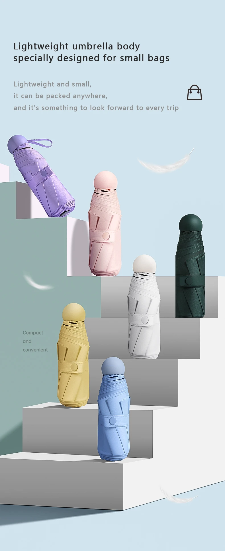 Ultralight And Compact Portable Capsule Umbrella UV Protection Umbrella Mini Five-fold Umbrella