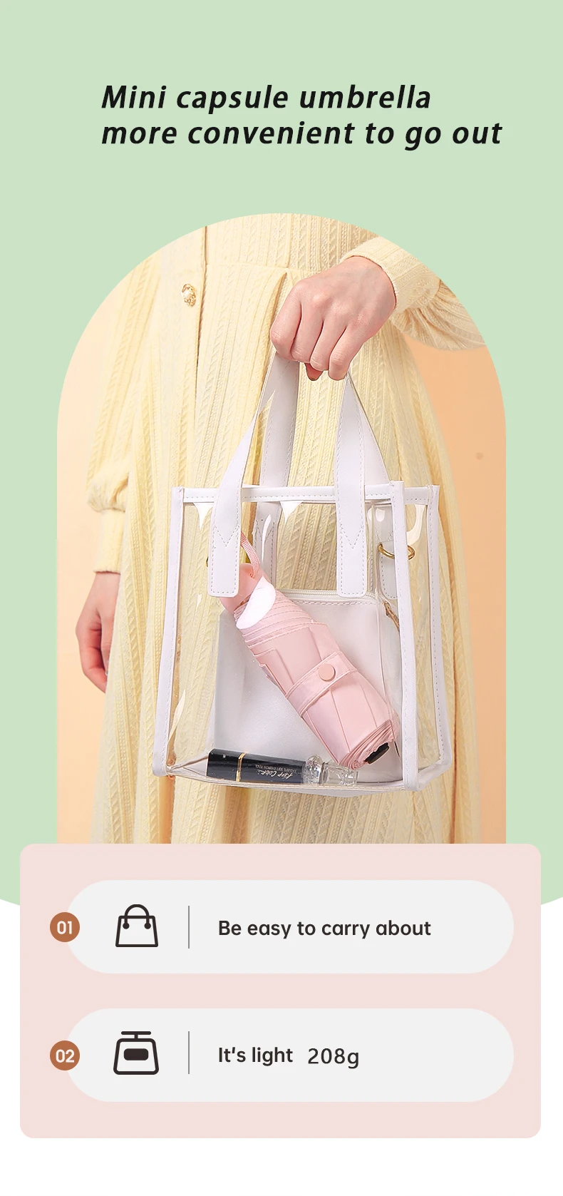 Ultralight And Compact Portable Capsule Umbrella UV Protection Umbrella Mini Five-fold Umbrella