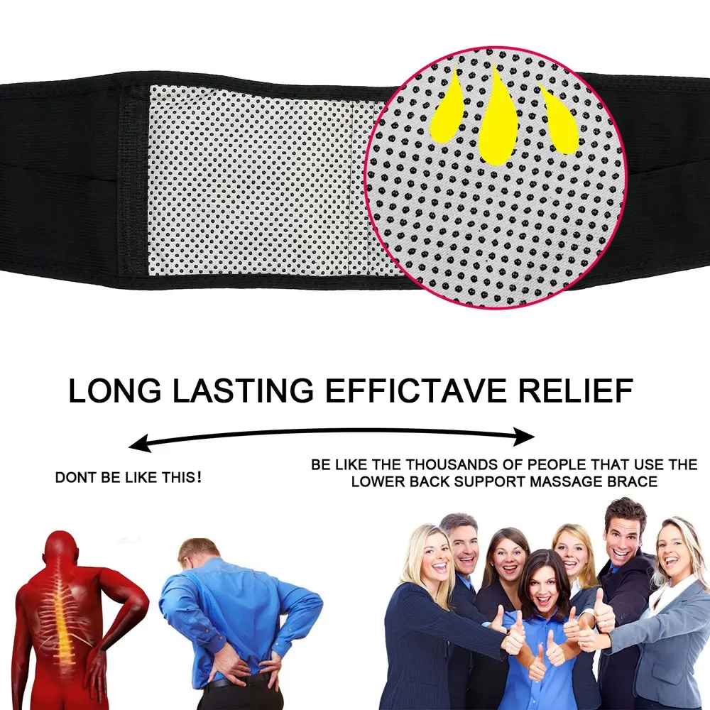 Unisex Magnetic Back Support Belt Adjustable Heating Self Therapy Back Waist Support Belt Lumbar Brace Massage Band Health Care