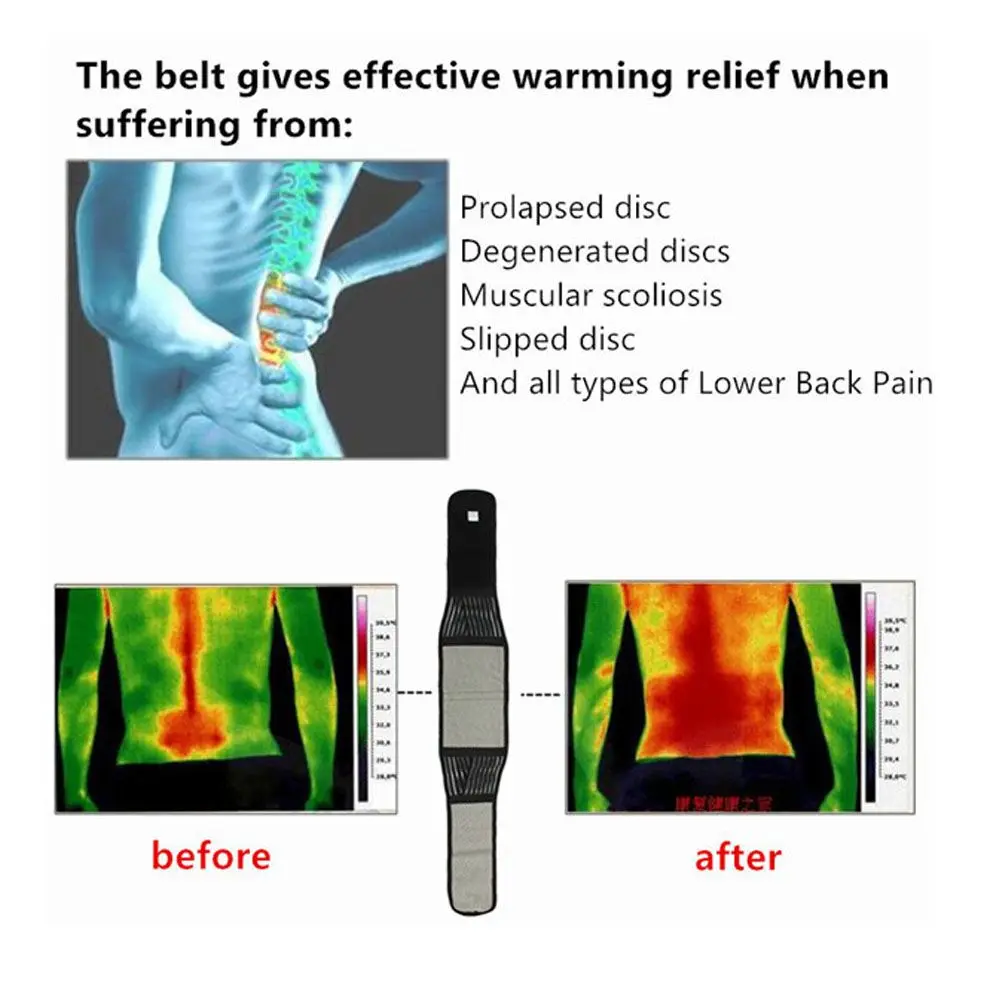 Unisex Magnetic Back Support Belt Adjustable Heating Self Therapy Back Waist Support Belt Lumbar Brace Massage Band Health Care