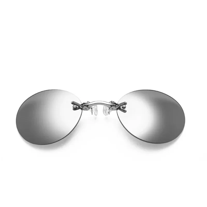 CRIXALIS Round Rimless Sunglasses Men Matrix Morpheus Men Classic Clamp Nose Glasses ​Mini Frameless Brand Design Glasses UV400