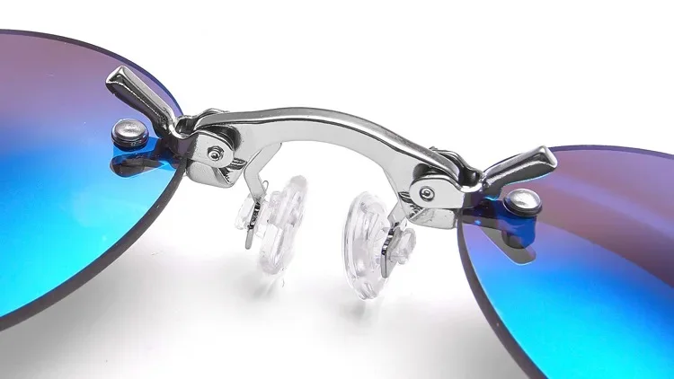 CRIXALIS Round Rimless Sunglasses Men Matrix Morpheus Men Classic Clamp Nose Glasses ​Mini Frameless Brand Design Glasses UV400