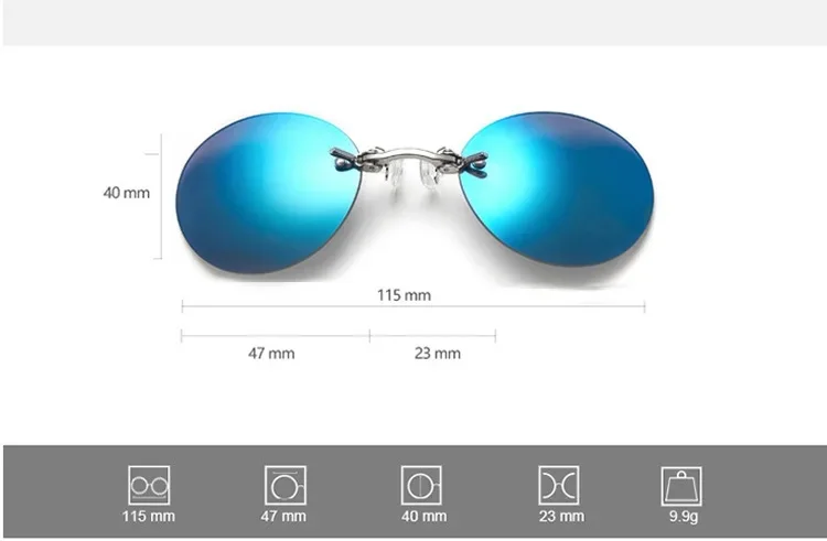 CRIXALIS Round Rimless Sunglasses Men Matrix Morpheus Men Classic Clamp Nose Glasses ​Mini Frameless Brand Design Glasses UV400