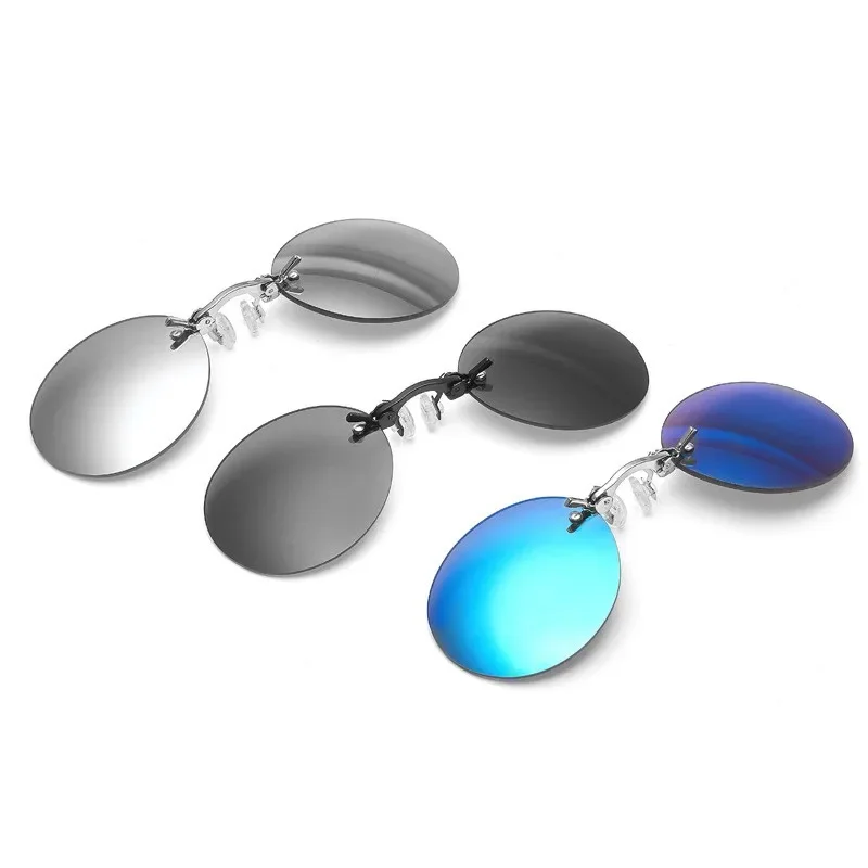CRIXALIS Round Rimless Sunglasses Men Matrix Morpheus Men Classic Clamp Nose Glasses ​Mini Frameless Brand Design Glasses UV400