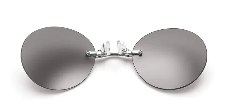 CRIXALIS Round Rimless Sunglasses Men Matrix Morpheus Men Classic Clamp Nose Glasses ​Mini Frameless Brand Design Glasses UV400