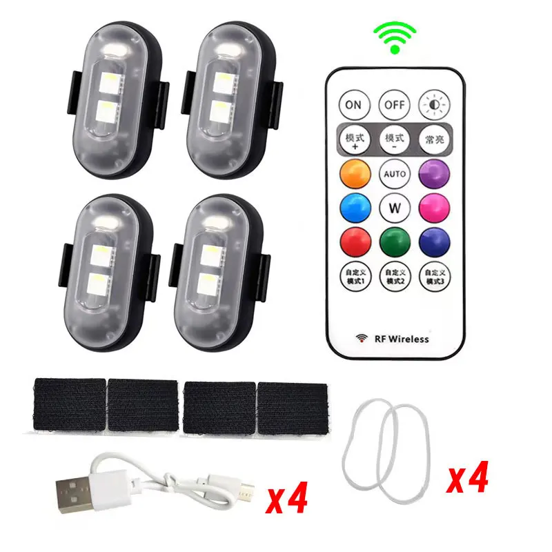 RGB Led Aircraft Strobe Light Remote Wireless Motorcycle Flash Light Warning Lights for Aircraft Airplane Helicopter Bike Car
