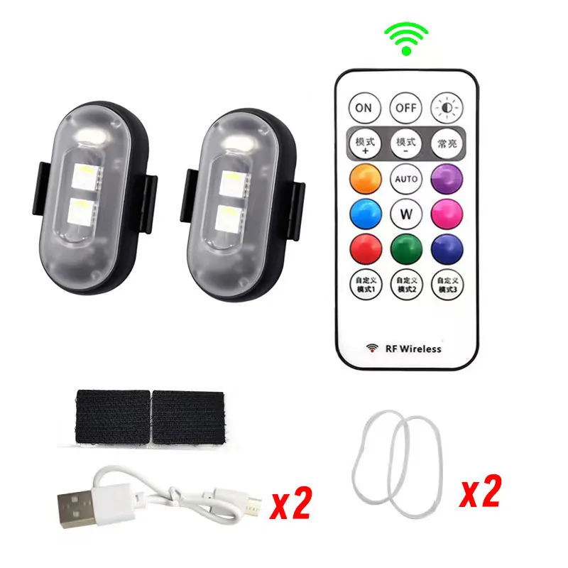 RGB Led Aircraft Strobe Light Remote Wireless Motorcycle Flash Light Warning Lights for Aircraft Airplane Helicopter Bike Car