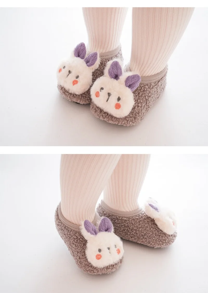 Cartoon Rabbit Baby Floor Socks Kids Plush Slippers Toddler Warm Shoes Children Soft Non-slip Prewalkers Indoor Home Slippers