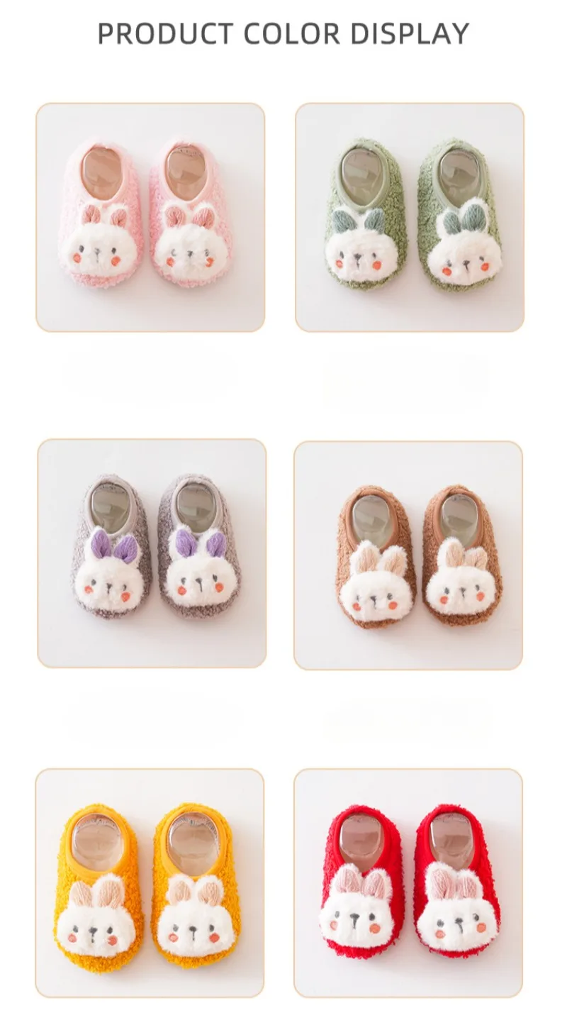 Cartoon Rabbit Baby Floor Socks Kids Plush Slippers Toddler Warm Shoes Children Soft Non-slip Prewalkers Indoor Home Slippers