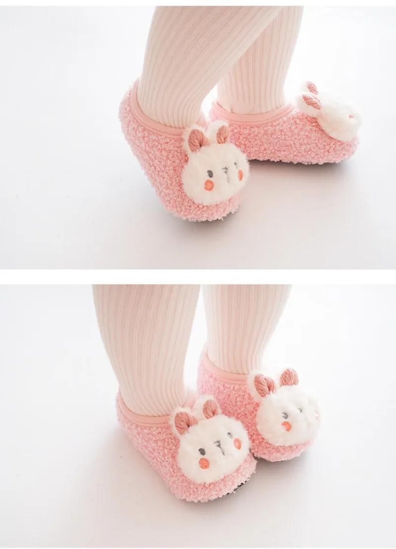 Cartoon Rabbit Baby Floor Socks Kids Plush Slippers Toddler Warm Shoes Children Soft Non-slip Prewalkers Indoor Home Slippers