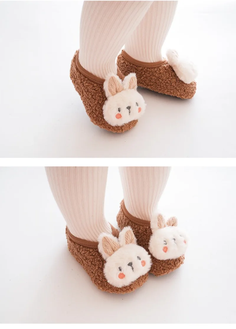 Cartoon Rabbit Baby Floor Socks Kids Plush Slippers Toddler Warm Shoes Children Soft Non-slip Prewalkers Indoor Home Slippers