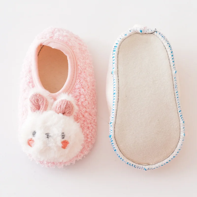 Cartoon Rabbit Baby Floor Socks Kids Plush Slippers Toddler Warm Shoes Children Soft Non-slip Prewalkers Indoor Home Slippers