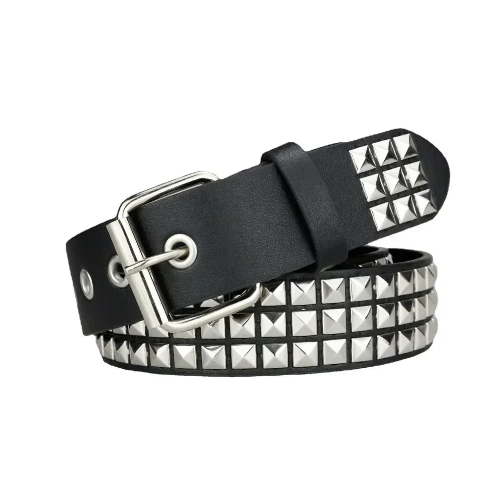 2024 New Square Bead Rivet Belt Metal Pyramid Belt Men and Women Punk Hardware Jeans Belt Y2K Belt Designer Belt Women's Belts