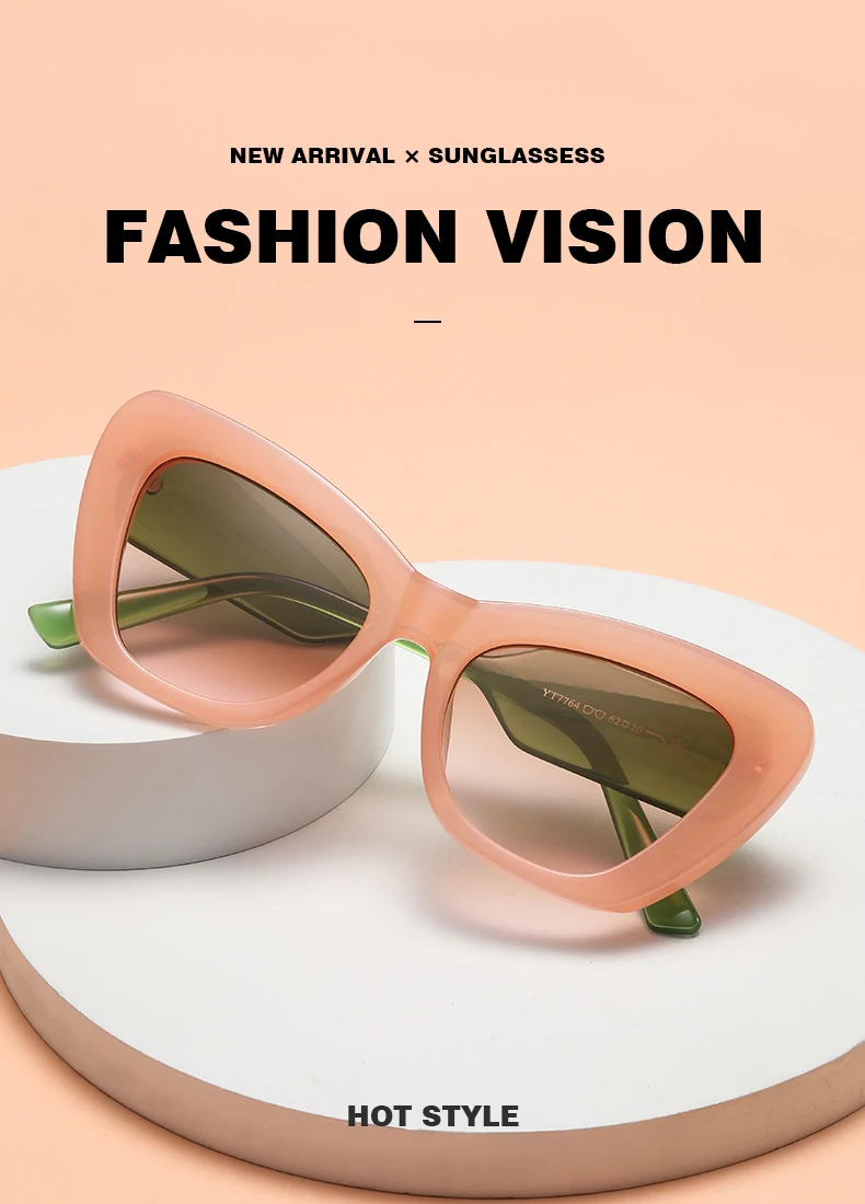 Personality Color Matching Fashion Cat-eye Sunglasses Retro Cross Border Gradient Candy Colored Sunglasses