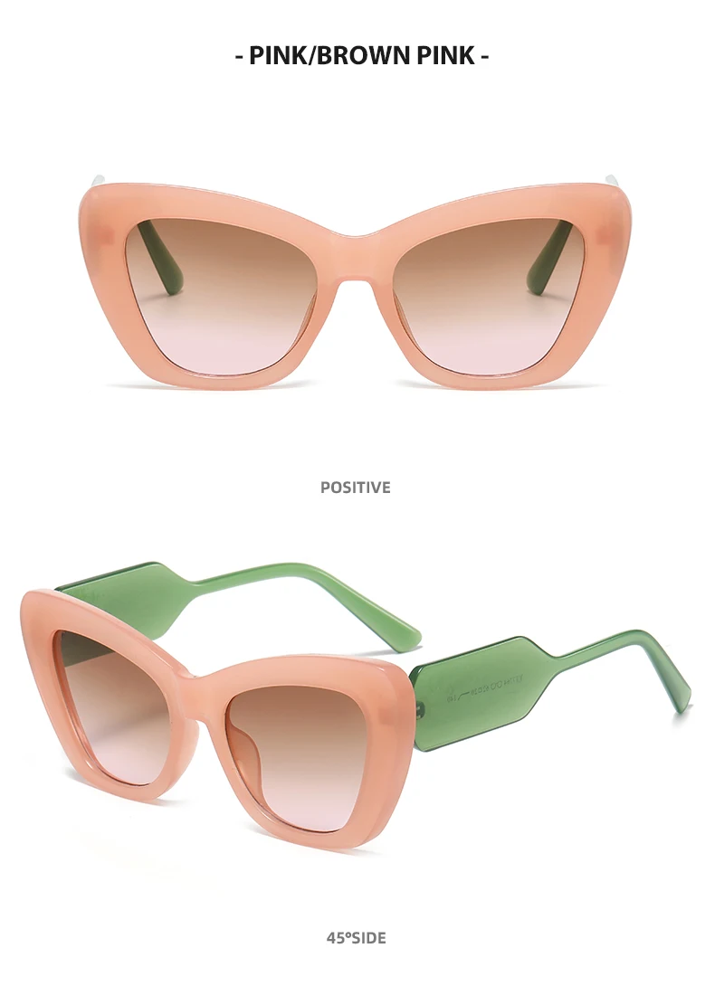 Personality Color Matching Fashion Cat-eye Sunglasses Retro Cross Border Gradient Candy Colored Sunglasses