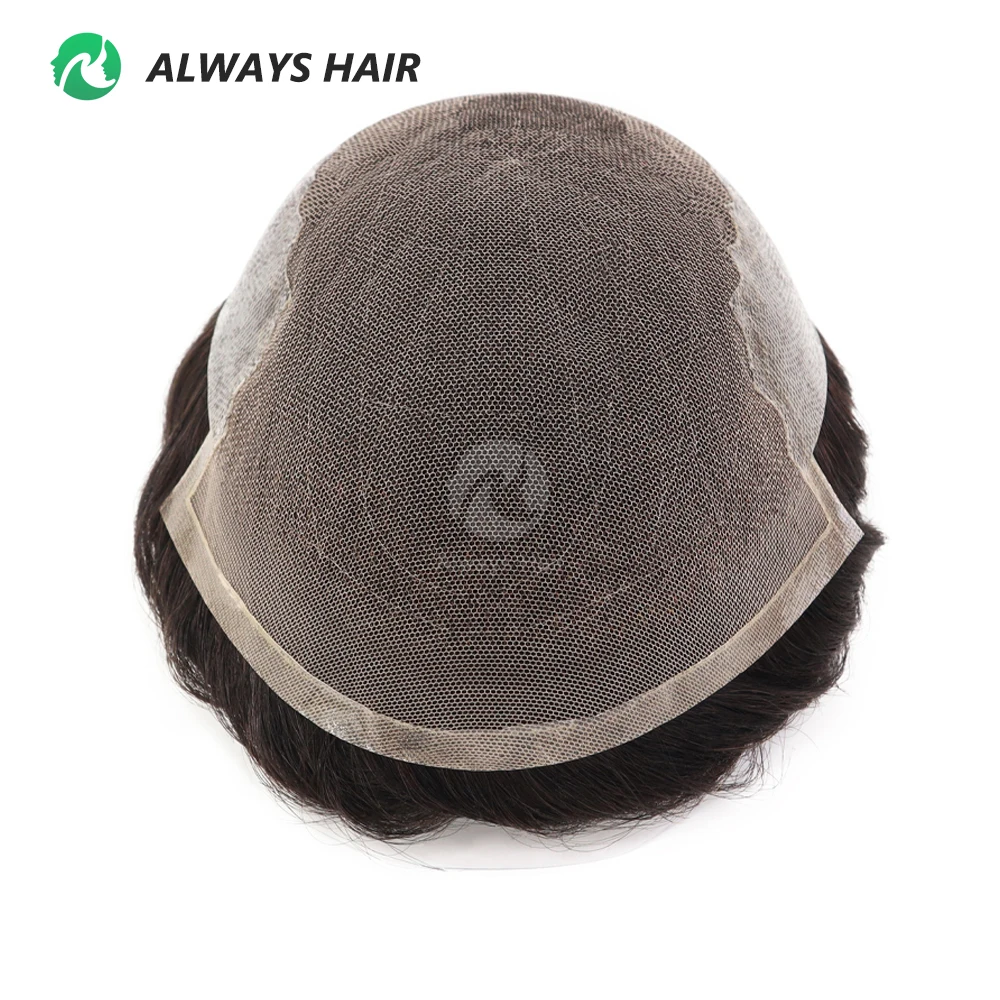 Alwayshair-DUAR Q6 Hair System Invisible Hairline Men Toupee Lace & PU Natural Indian Hair Prosthesis 130 Hair Patch for Man Wig