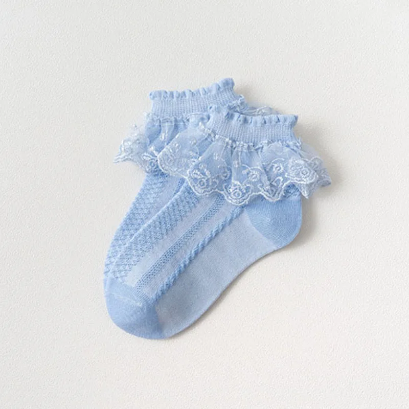 4 Pairs Girls Lace Ruffle Socks Adorable Princess-Style Kids Dance-Ready Socks with Frilly Trim