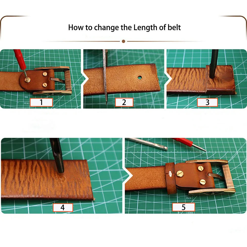 Retro Brass Buckle Handmade Distressed Men's Belt Modern and Versatile Cowhide Amekaji Style Belt