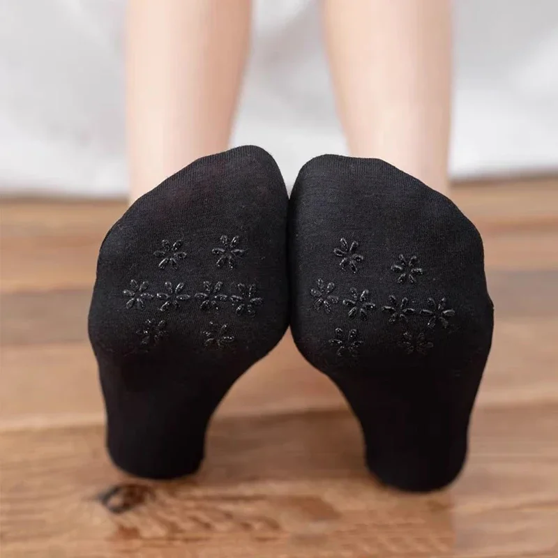 5 Pairs/Lot Socks Women's Lace Invisible Summer Transparent Short No-Show Ankle Set White Low Cut Silicone Non-Slip Boat Sock