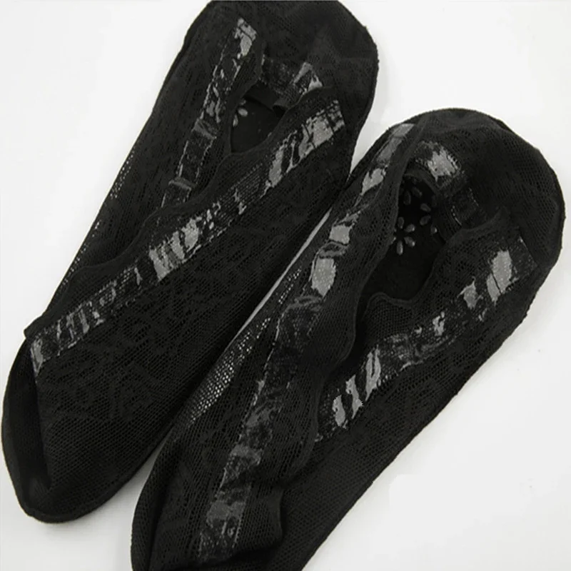 5 Pairs/Lot Socks Women's Lace Invisible Summer Transparent Short No-Show Ankle Set White Low Cut Silicone Non-Slip Boat Sock