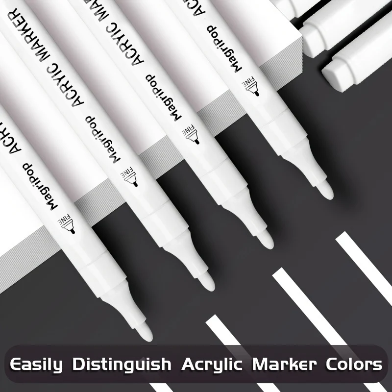 5pcs White Acrylic Marker,Permanent Pen Art Supplies for Black Paper,Tire,Plastic,Stone,Metal,Painting for Artists,Beginners
