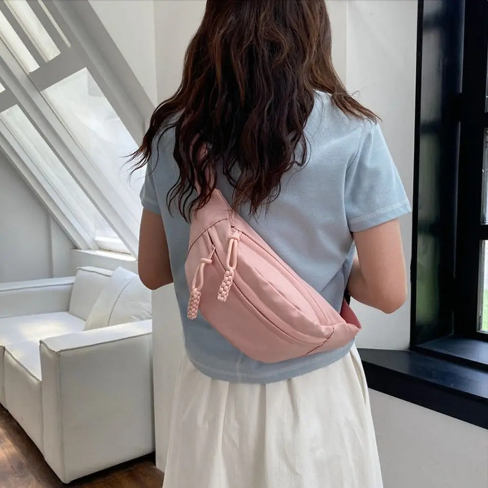 Women's Chest Bag Waterproof Hiking Bag Handbags Ladies Canvas Crossbody Bags Solid Color Women Sling Waist Pack
