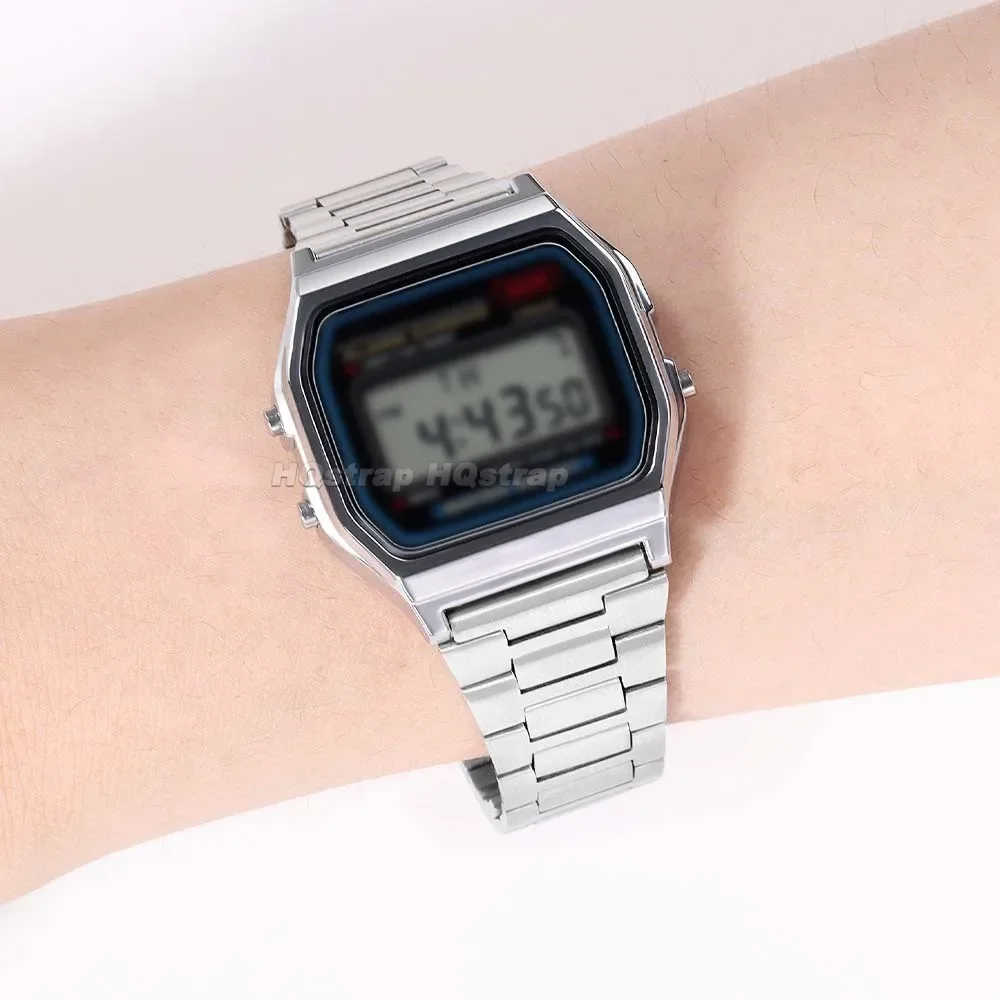 18mm Stainless Steel Strap for Casio F-91W W800h AE1200 Universal Replacement Wristband Women Men Watch Band Metal Bracelet