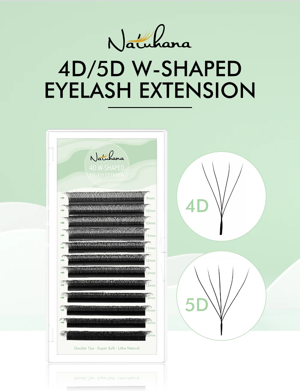 3D 4D 5D 6D W Shaped Clover Eyelash Extensions NATUHANA Premade Russian Volume Fan Soft Natural Mink False Lashes Makeup Tools