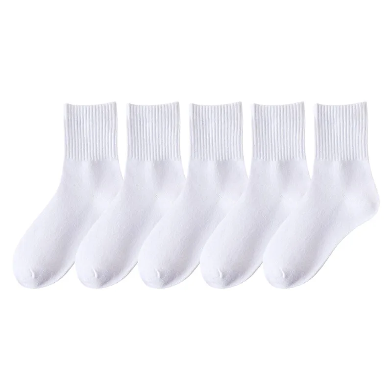5 Pairs Kids Socks Breathable Comfortable For Boys Girls White Black Sport Socks