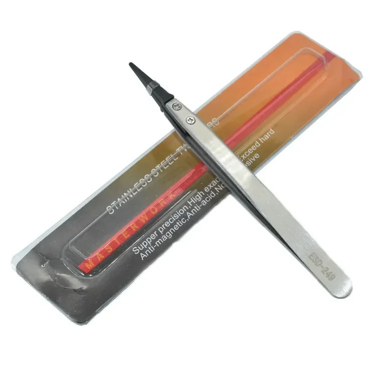 1-5PC Watch Hands Installation Work Tweezers Straight Elbow Handle Stainless Antistatic Plastic Tweezers ESD-259 ESD-259A ESD-7A