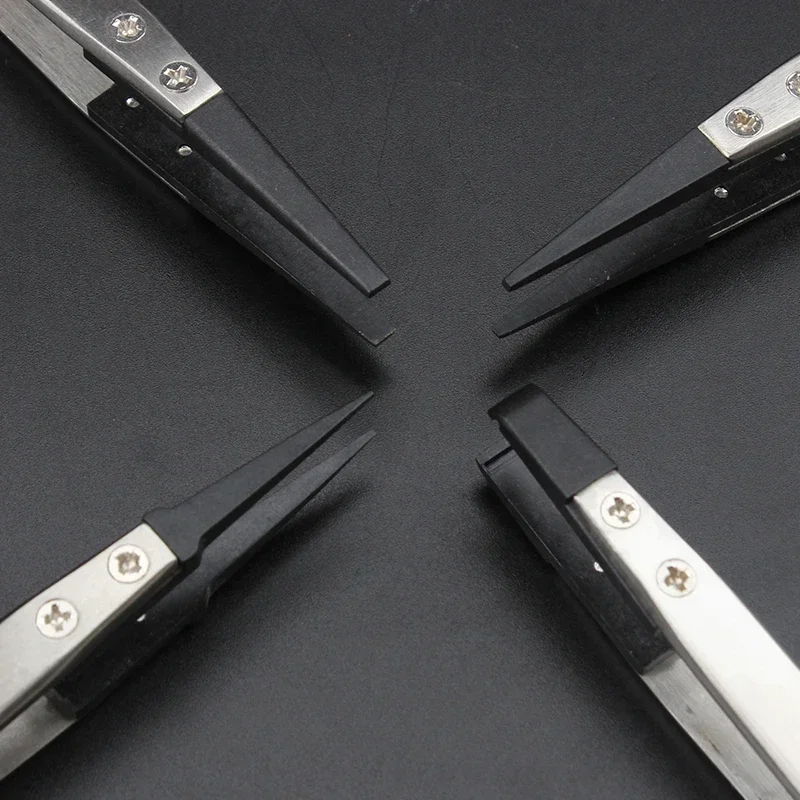 1-5PC Watch Hands Installation Work Tweezers Straight Elbow Handle Stainless Antistatic Plastic Tweezers ESD-259 ESD-259A ESD-7A